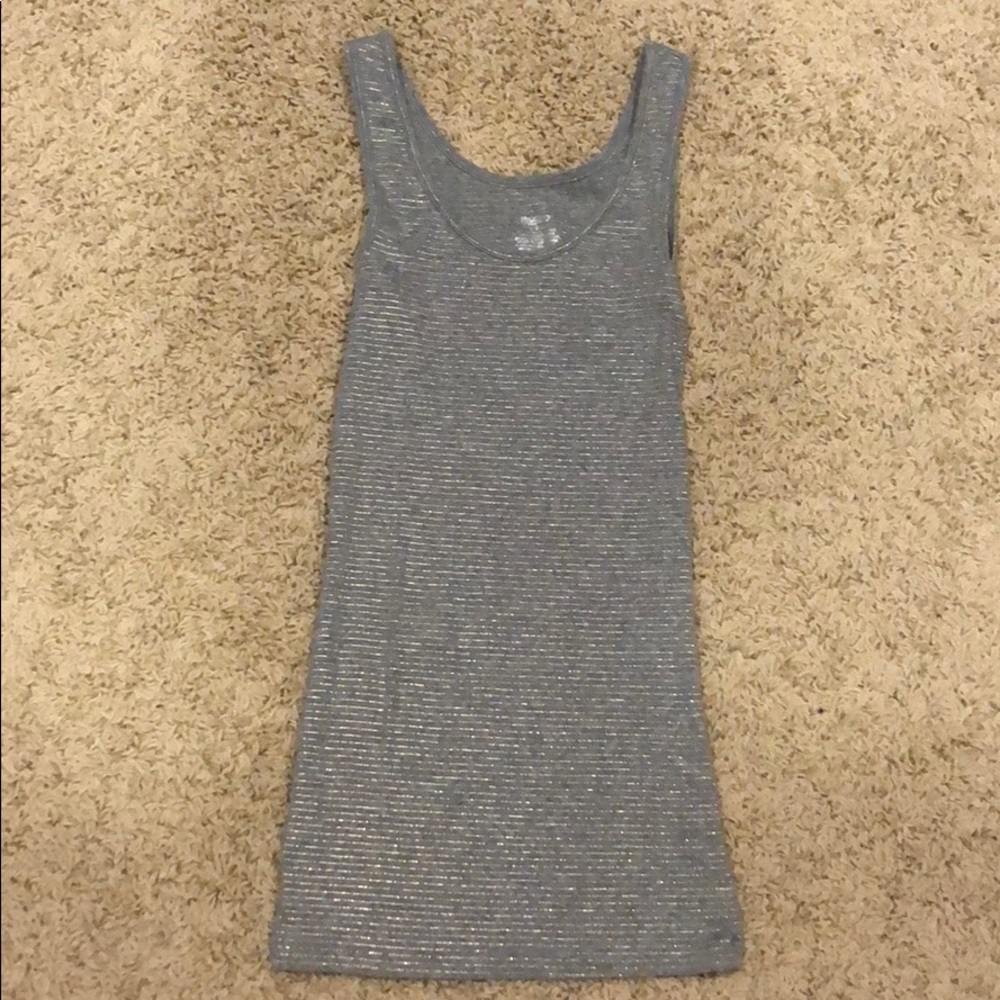 Gray and gold sparkle tank top